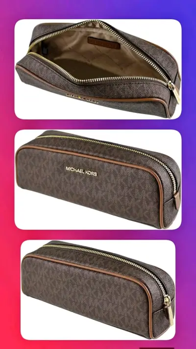 Mochila y estuche Michael Kors marrón con logo - miniatura 2