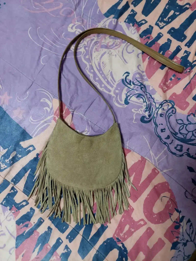 Cartera cruzada de cuero beige - 1