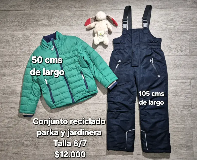 Conjunto reciclado parka y jardinera infantil