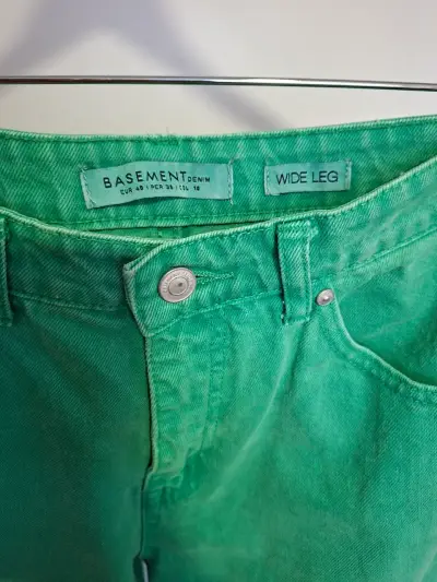 Jeans verdes anchos para mujer Basement 40 - miniatura 3