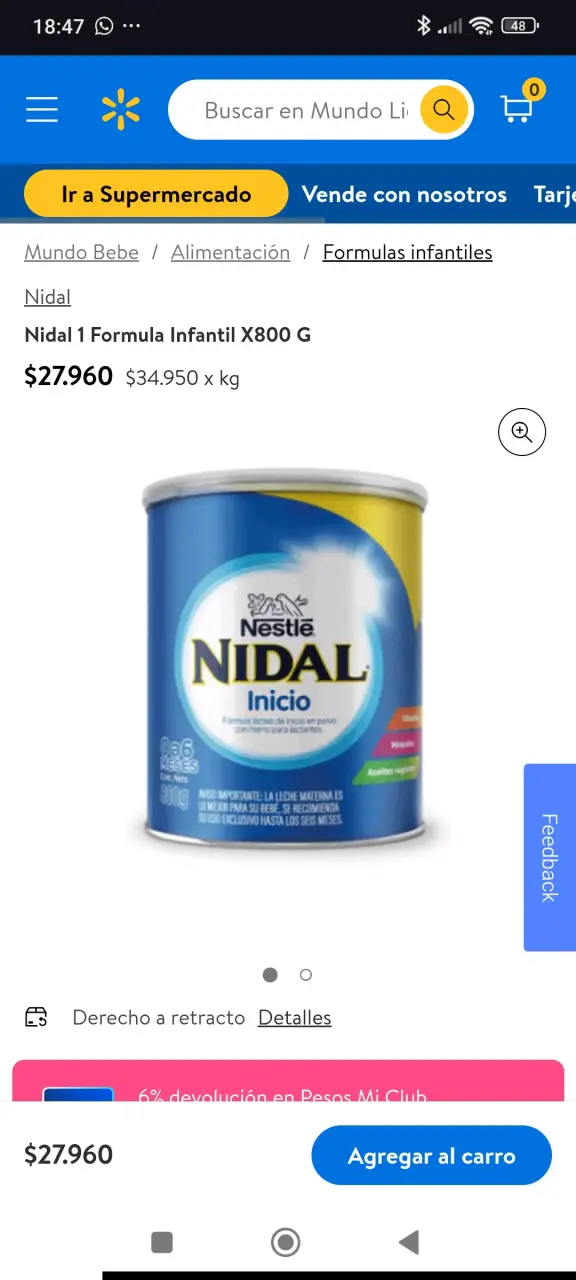 Fórmula Infantil Nidal 1 Inicio 800g