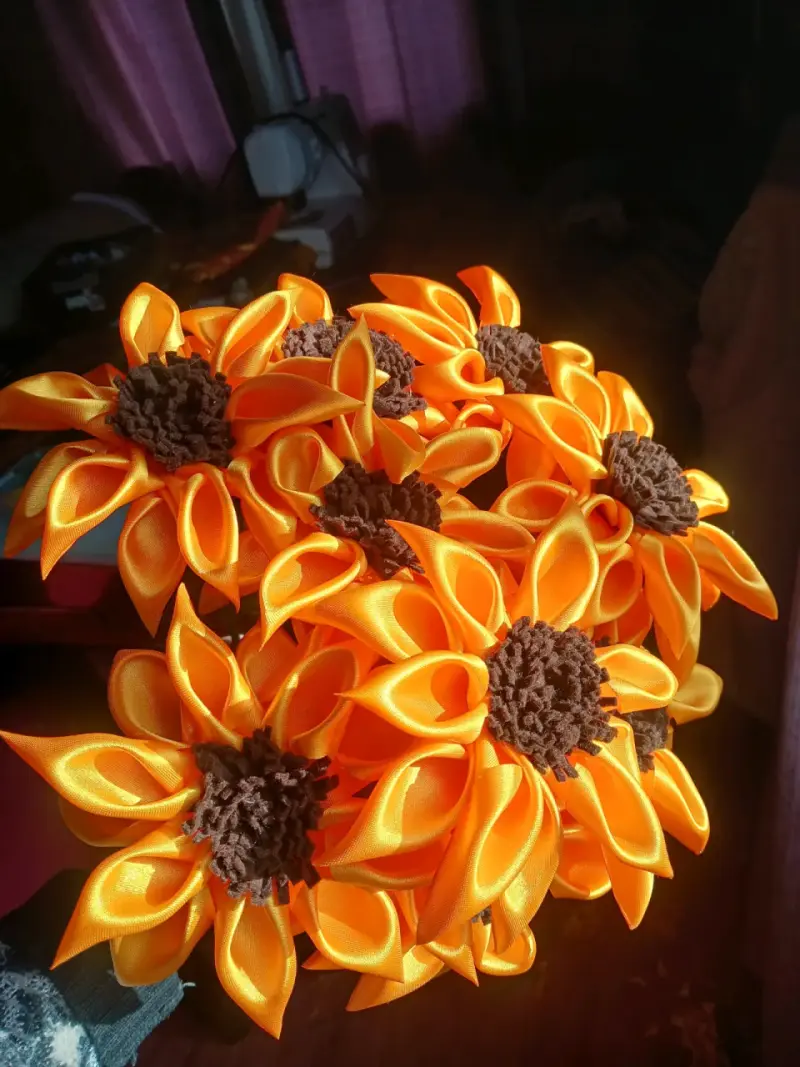girasoles decorativos de tela, por unidad o ramo. - 1