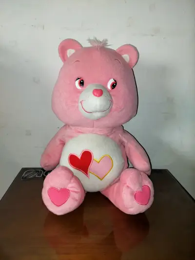 Peluche oso cariñosito rosa con corazones - miniatura 1
