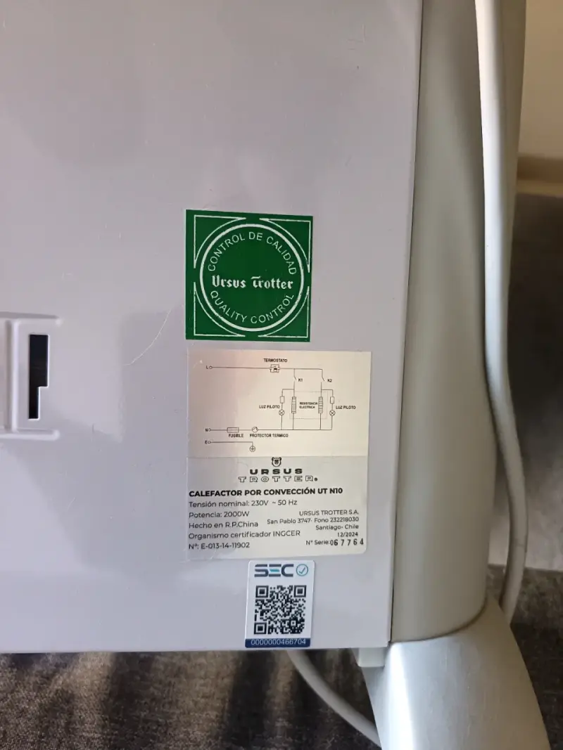 Calefactor eléctrico de pared color blanco - 3