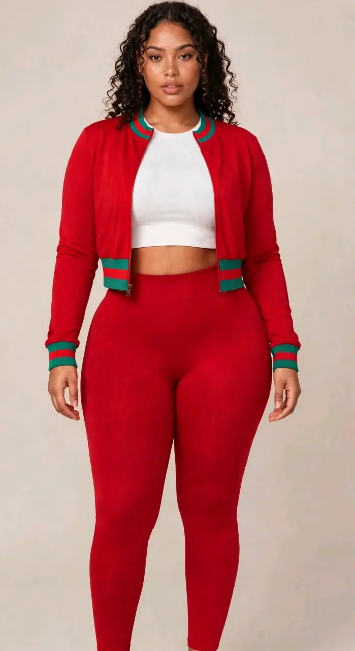 Conjunto deportivo rojo para mujer talla grande