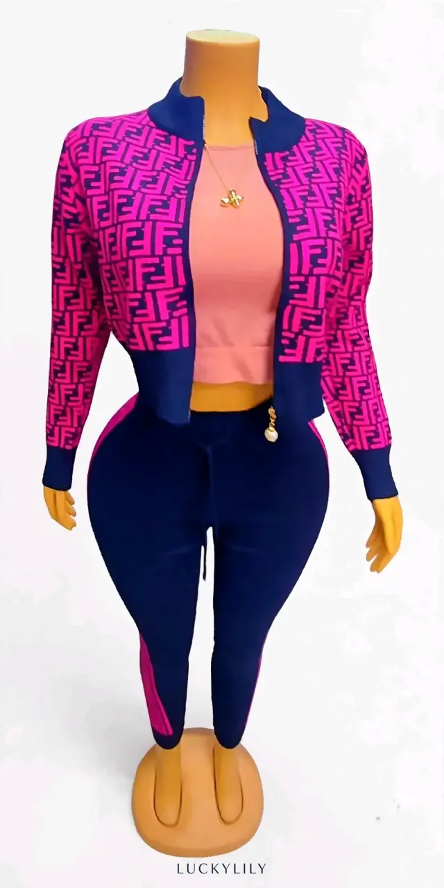 Conjunto deportivo mujer fucsia y azul
