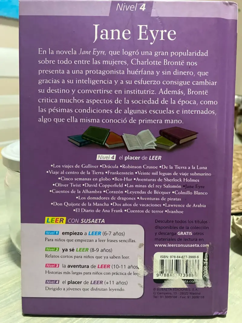 Libro Jane Eyre de Charlotte Brontë - Adaptación Susaeta - 2