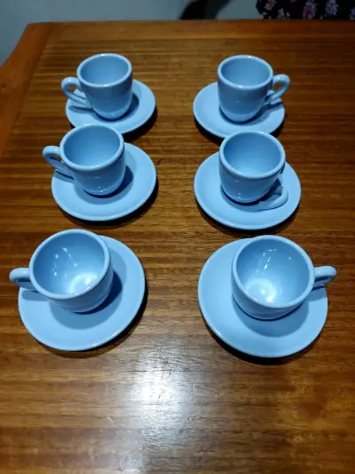 Juego de tazas de café azul de cerámica - miniatura 1