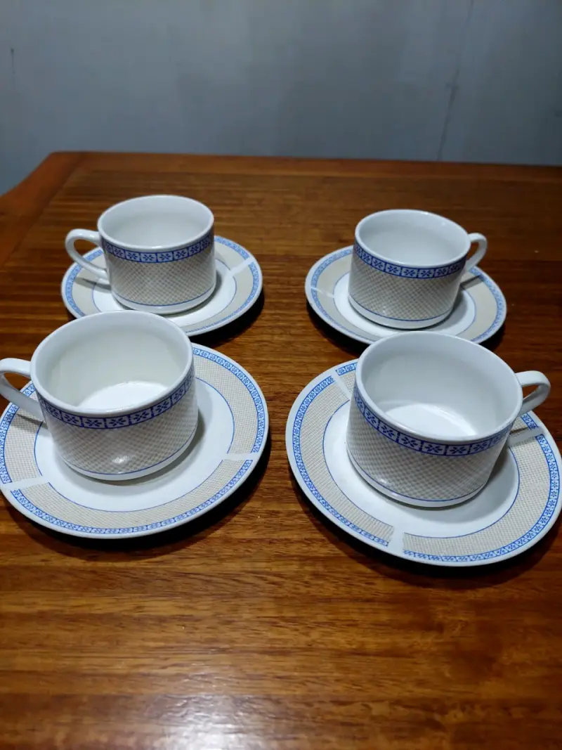 Juego de tazas de café azul de cerámica - 3