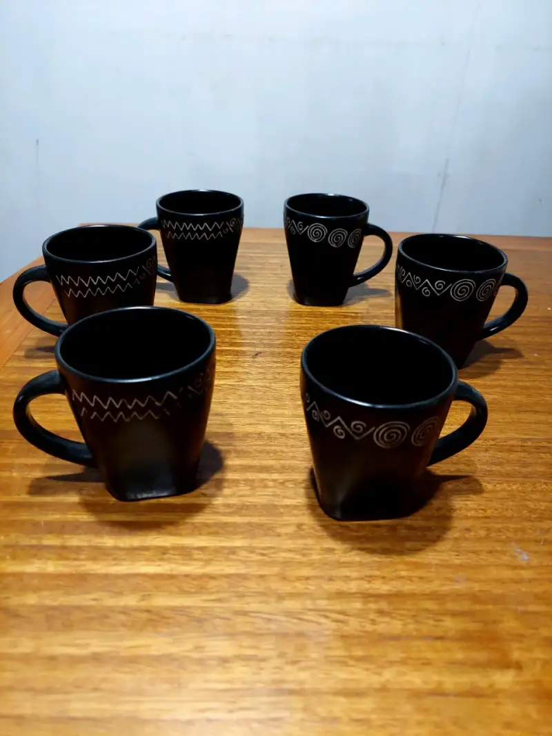 Juego de tazas de café azul de cerámica - 4