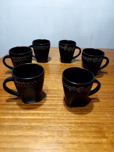 Juego de tazas de café azul de cerámica - miniatura 4