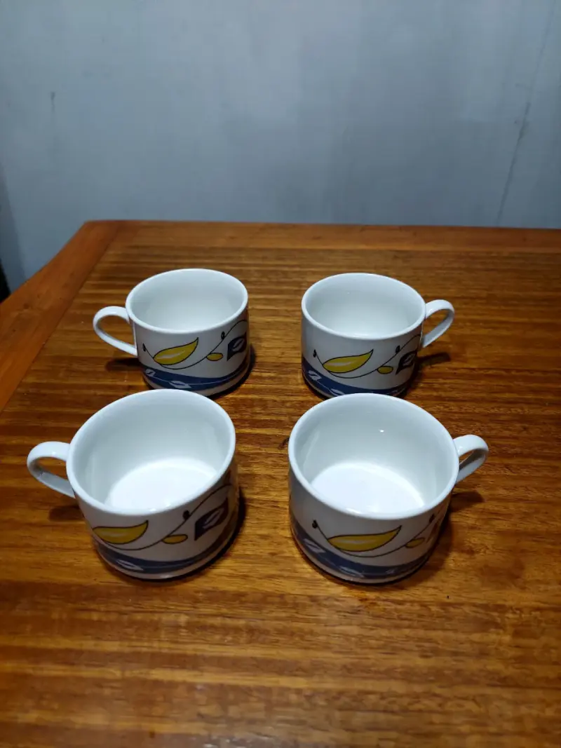 Juego de tazas de café azul de cerámica - 5