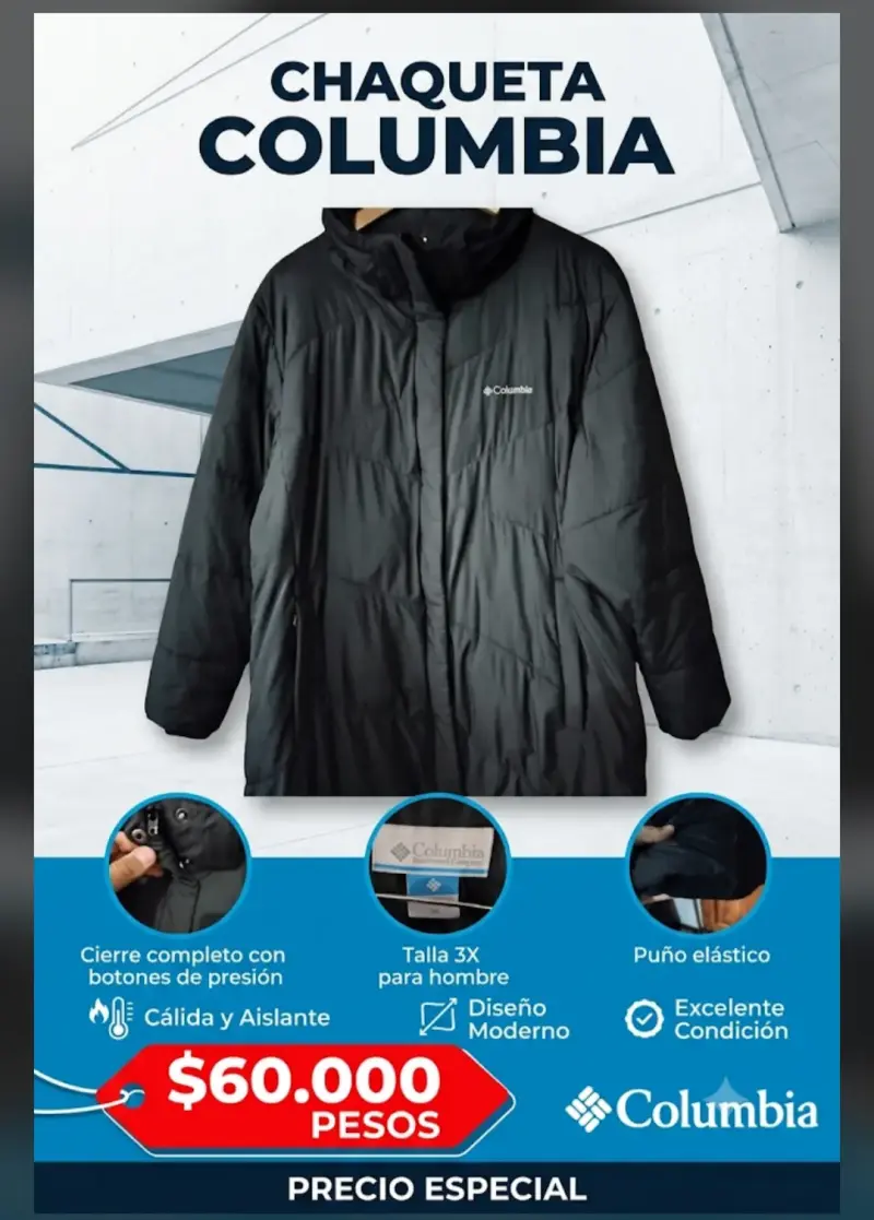 Chaqueta Columbia negra 3xl unisex - 1