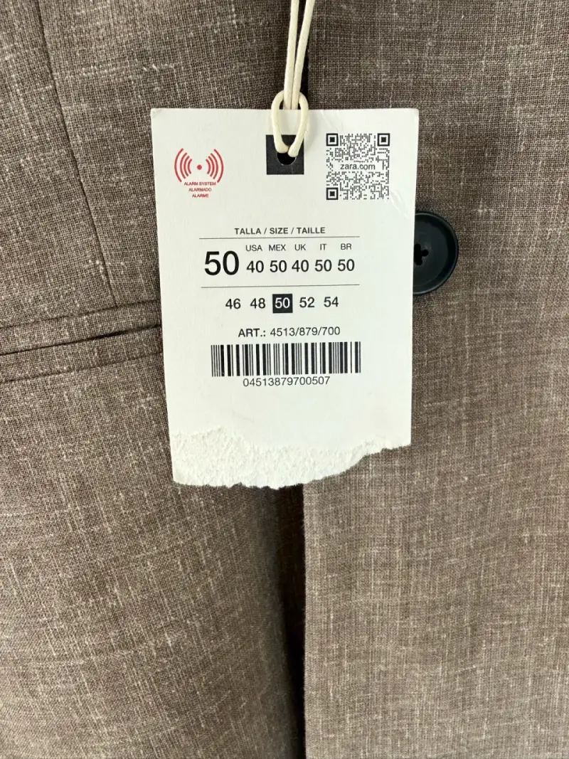 Blazer Doble Botonadura Zara Beige Talla 50 - 2