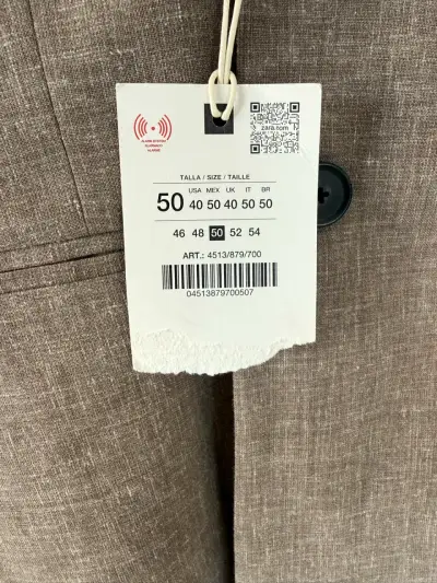 Blazer Doble Botonadura Zara Beige Talla 50 - miniatura 2