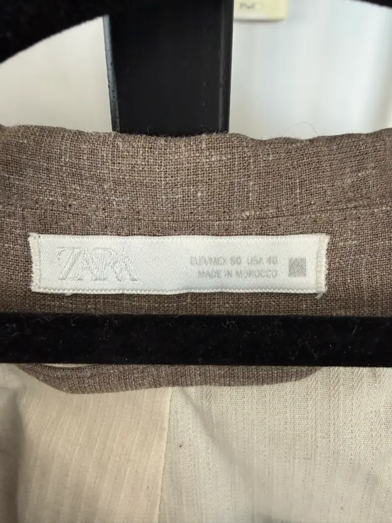 Blazer Doble Botonadura Zara Beige Talla 50 - 3