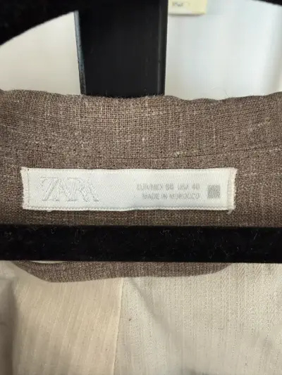 Blazer Doble Botonadura Zara Beige Talla 50 - miniatura 3