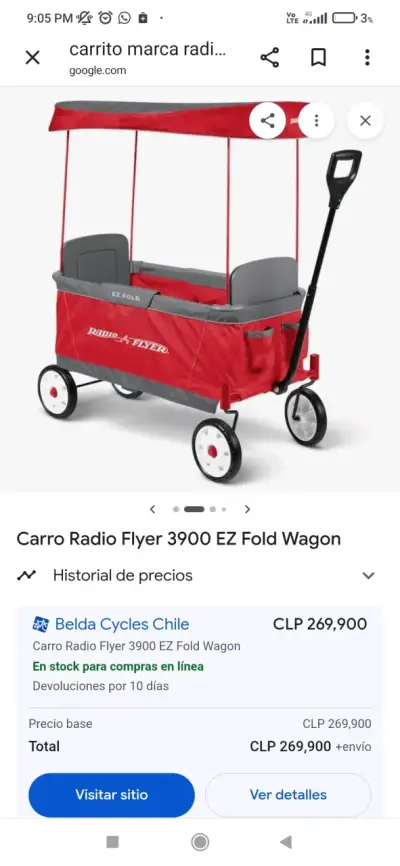 Carro plegable Radio Flyer 3900 EZ Fold rojo - miniatura 1