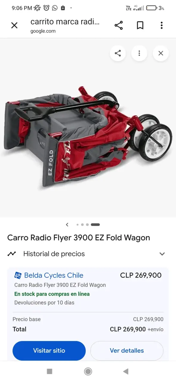 Carro plegable Radio Flyer 3900 EZ Fold rojo - 2
