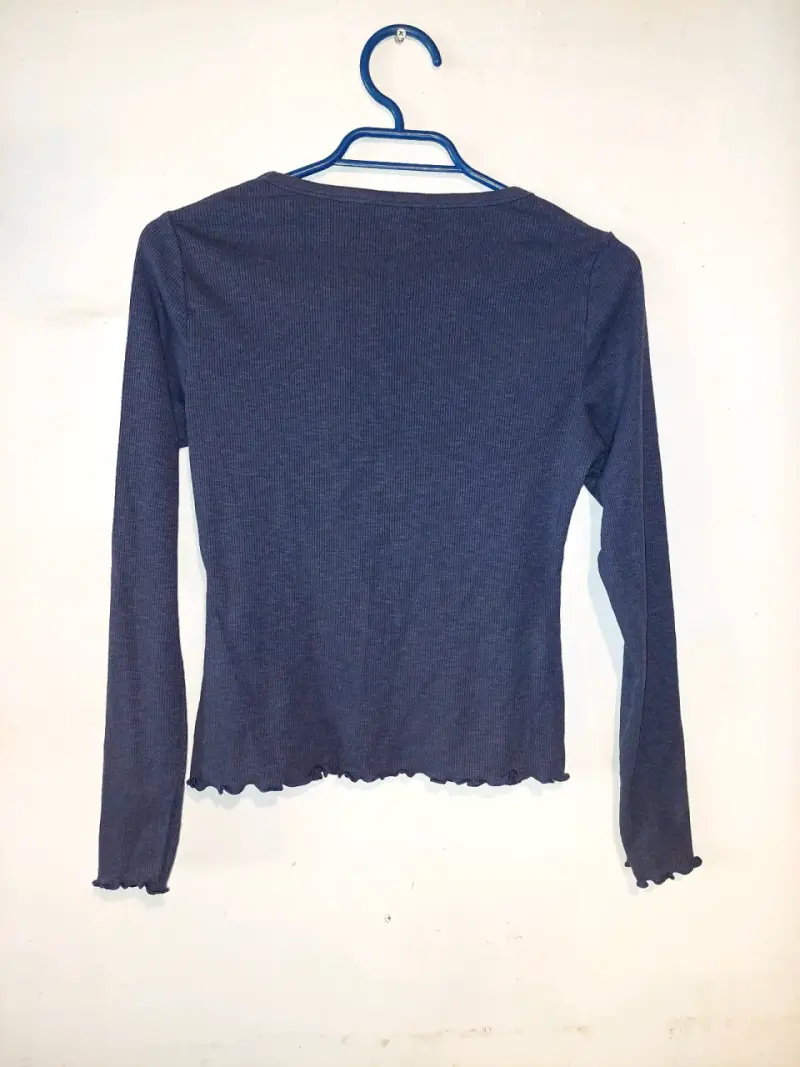 Polera manga larga azul marino para mujer - 2