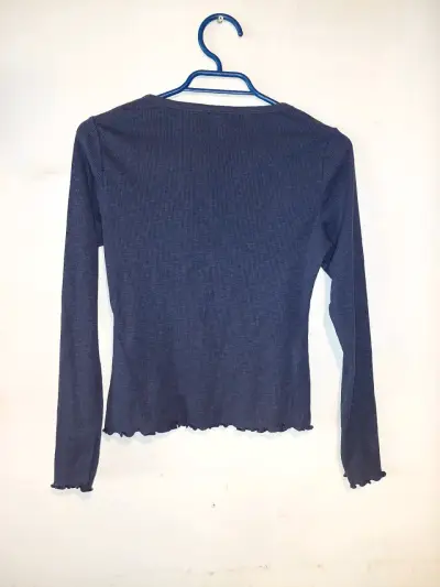 Polera manga larga azul marino para mujer - miniatura 2