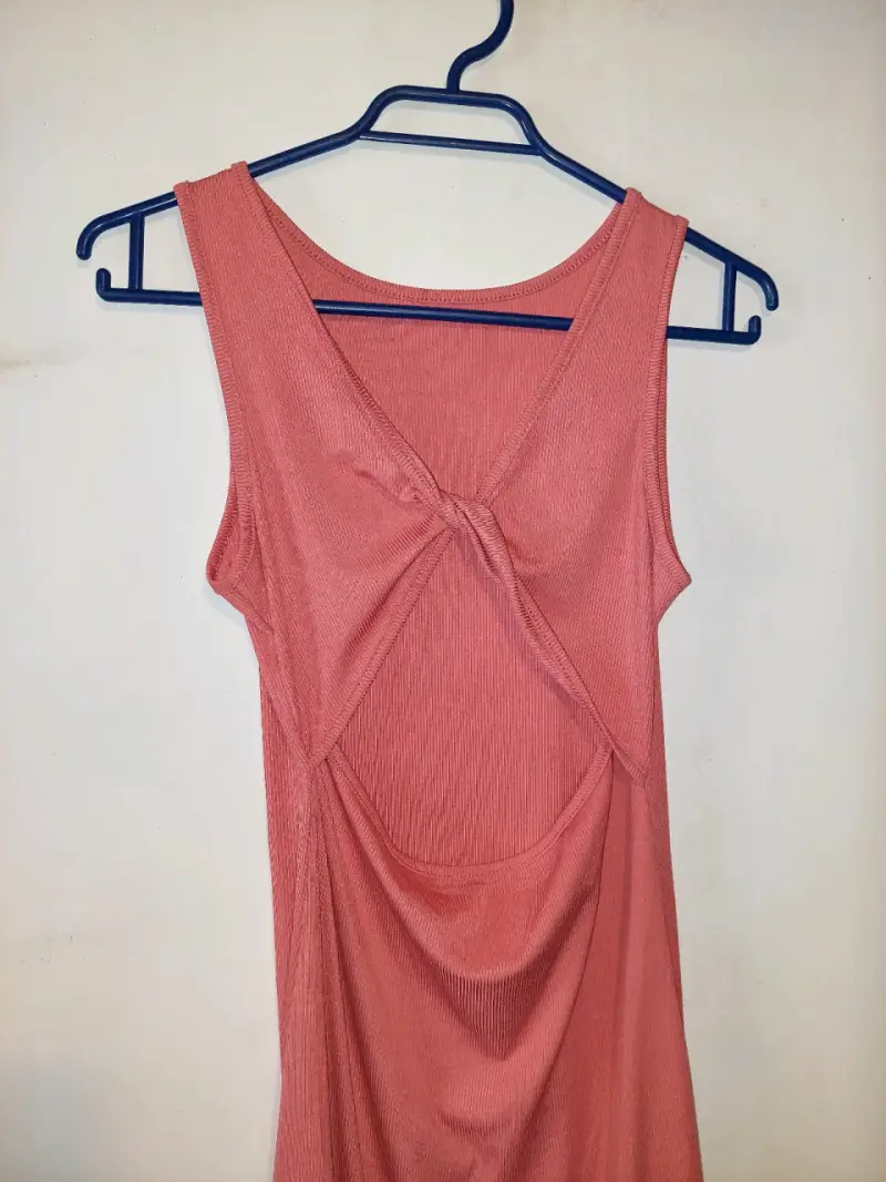 Vestido largo sin mangas color coral - 2