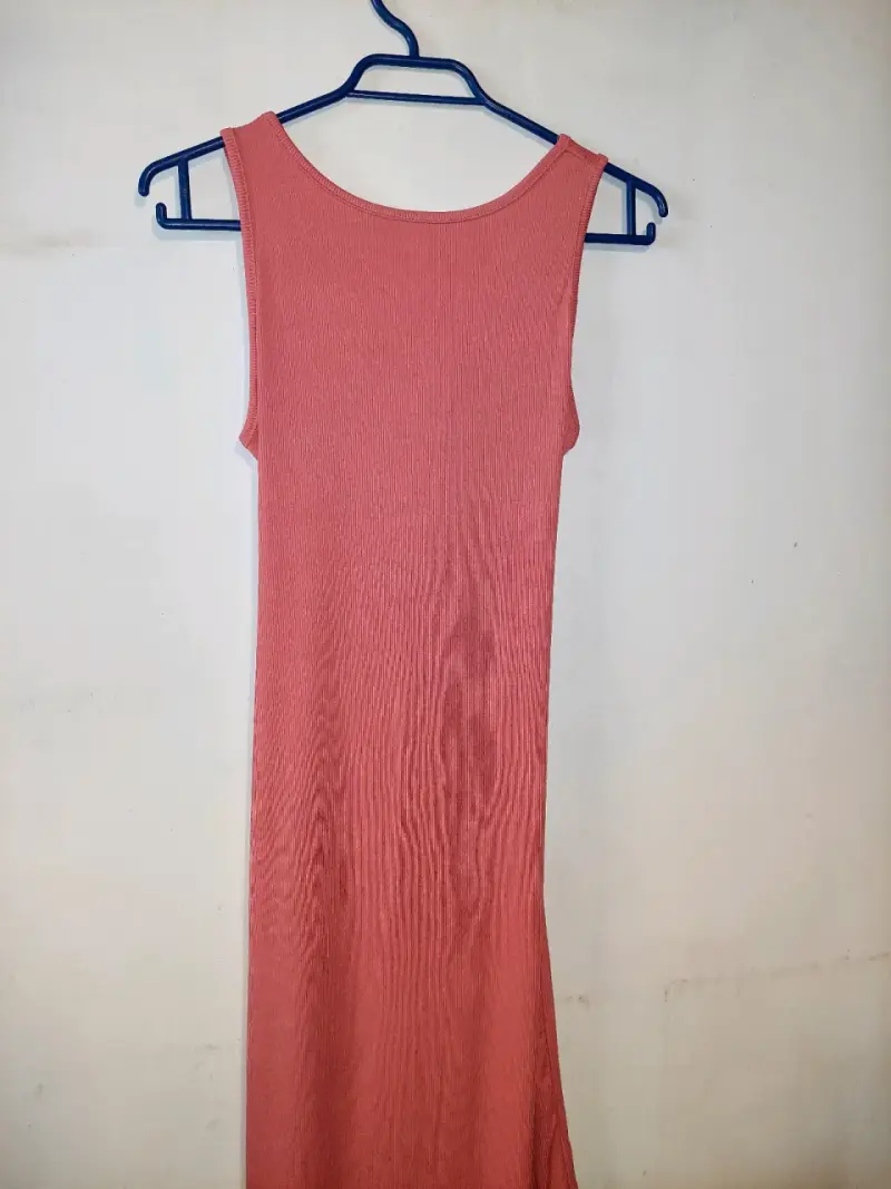 Vestido largo sin mangas color coral - 4