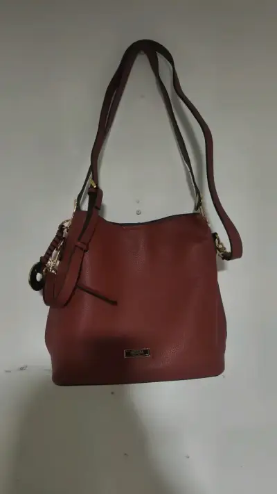 Bolso AMPHORA de cuero marrón con detalles dorados - miniatura 1