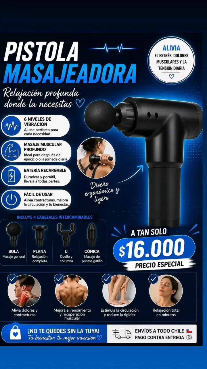 Pistola Masajeadora con 6 Niveles de Vibración - 1