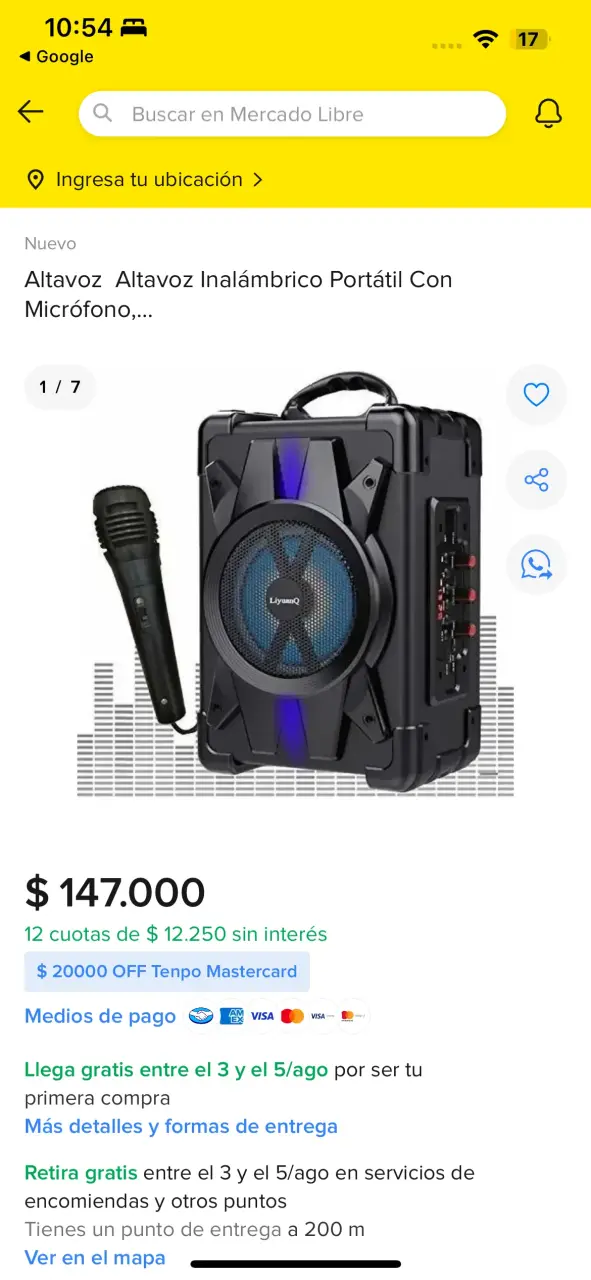 Altavoz inalámbrico portátil con micrófono