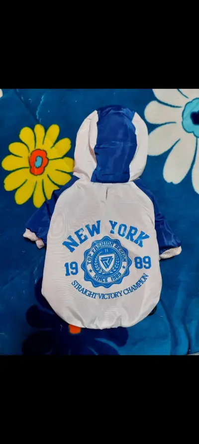 Chaqueta para gato Buen Amigo azul y blanco - miniatura 2