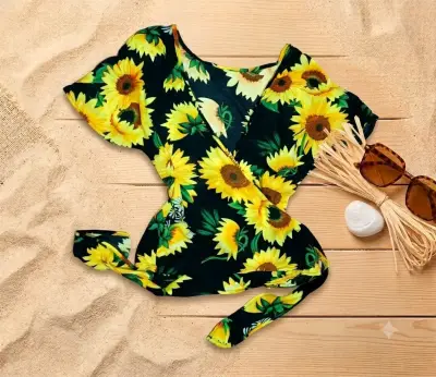 Body de playa con estampado de girasoles - miniatura 1