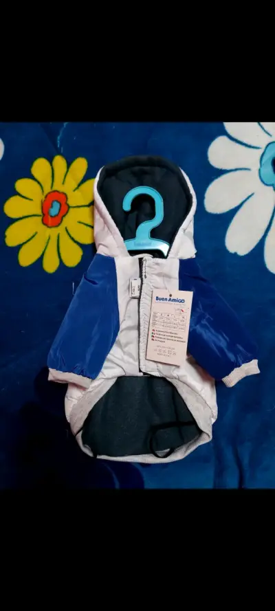 Chaqueta para gato Buen Amigo azul y blanco - miniatura 1