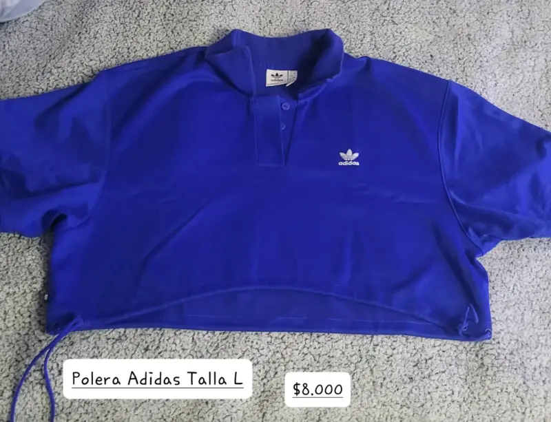 Polera Adidas azul talla L - 1