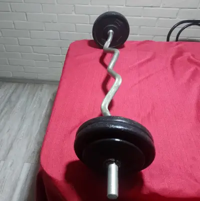 Barra Z con pesas ajustables ,4 de 5k,2 de 2k - miniatura 1