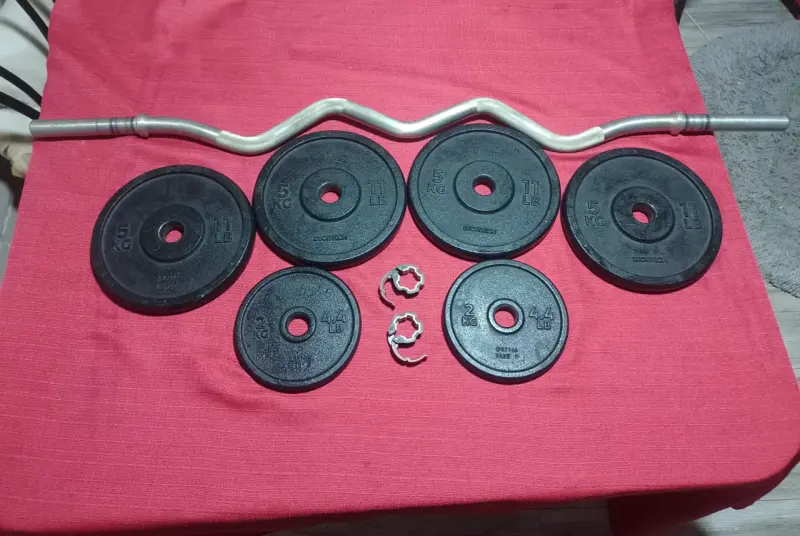 Barra Z con pesas ajustables ,4 de 5k,2 de 2k - 5