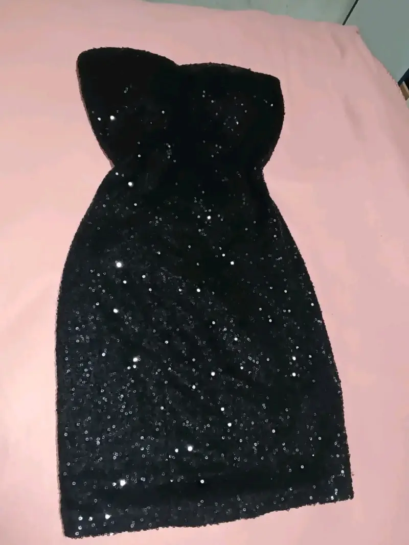 Vestido corto de lentejuelas negro - 2