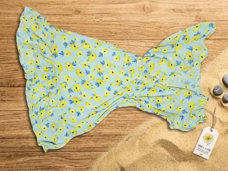 Vestido floral azul con amarillo - 1