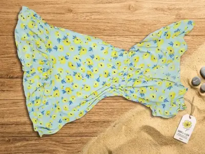 Vestido floral azul con amarillo - miniatura 1