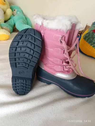 Botas de nieve para niña color rosa con forro de lana - miniatura 1