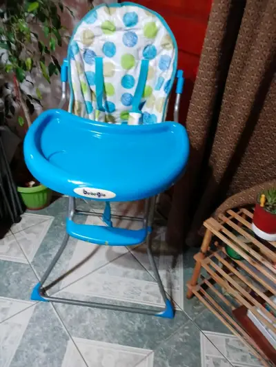 Silla de comer para bebé Bebeglo azul - miniatura 1