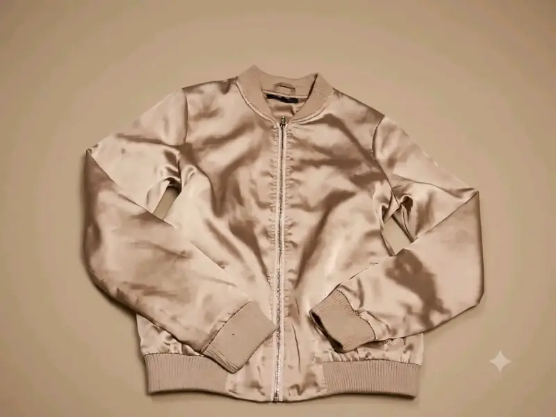 Chaqueta bomber satinada beige - 1