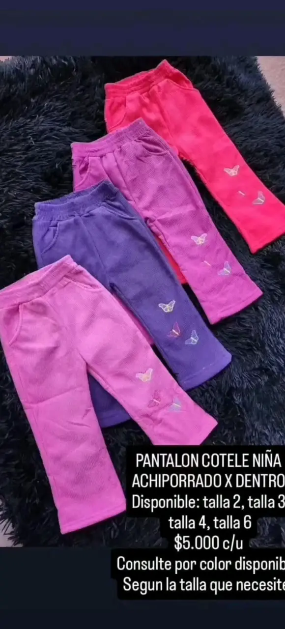 Pantalón cotele niña achiporrado colores variados