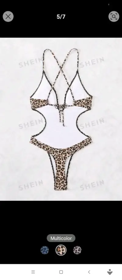 Traje de baño entero estampado leopardo - miniatura 2