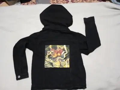 Chaqueta de mezclilla negra con capucha para niños - miniatura 2