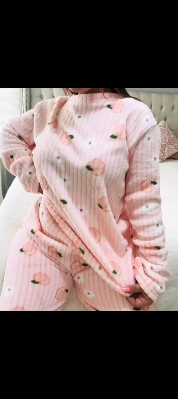Pijama de invierno con estampado de frutas y osos - 6