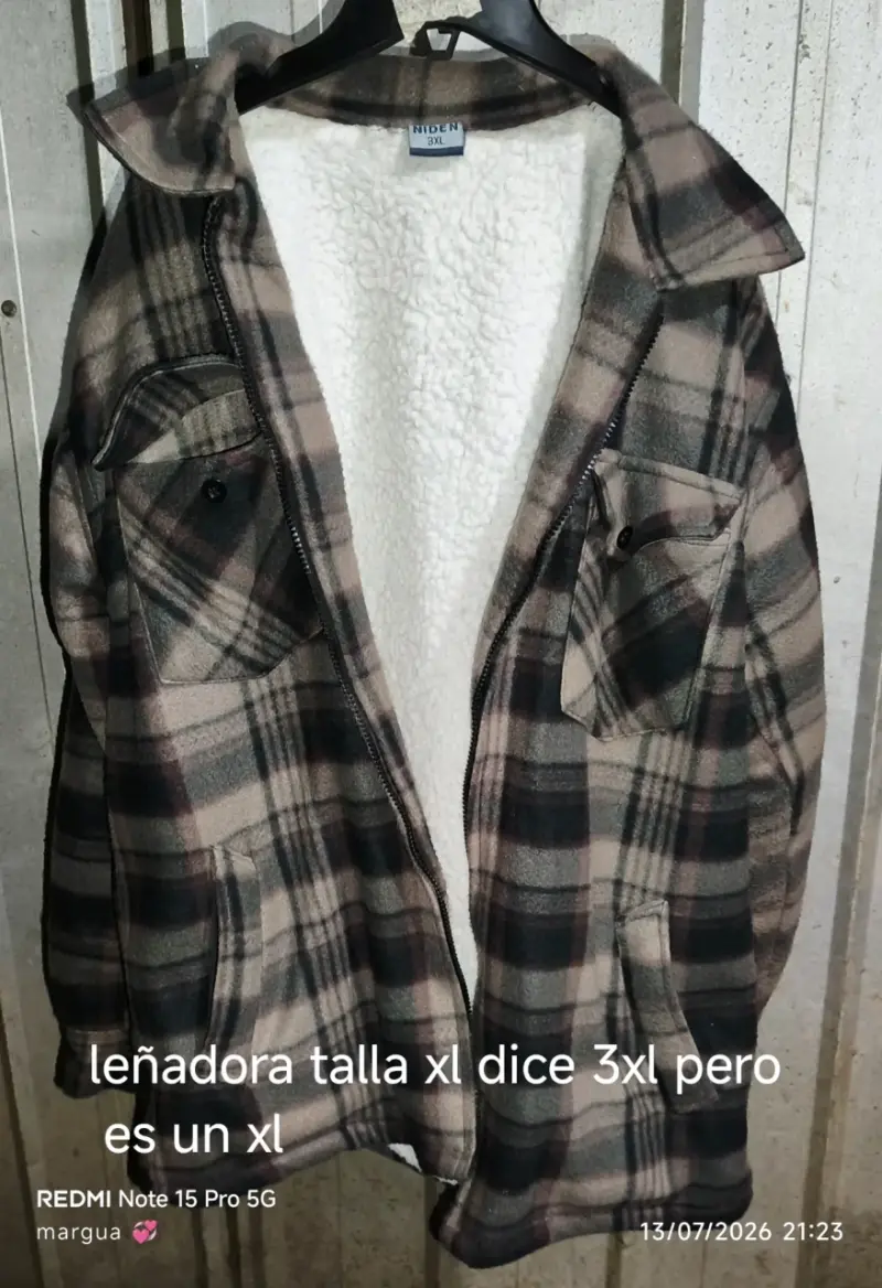 Chaqueta leñadora de franela forrada talla XL - 1