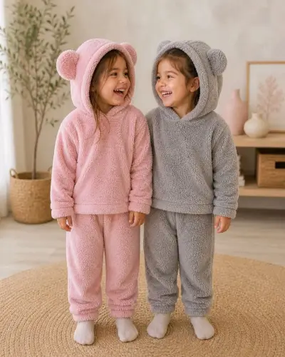 Conjunto de pijama infantil con capucha de oso - miniatura 2