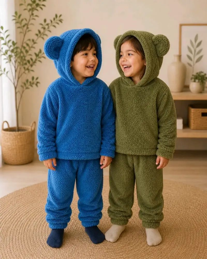 Conjunto de pijama infantil con capucha de oso - 3