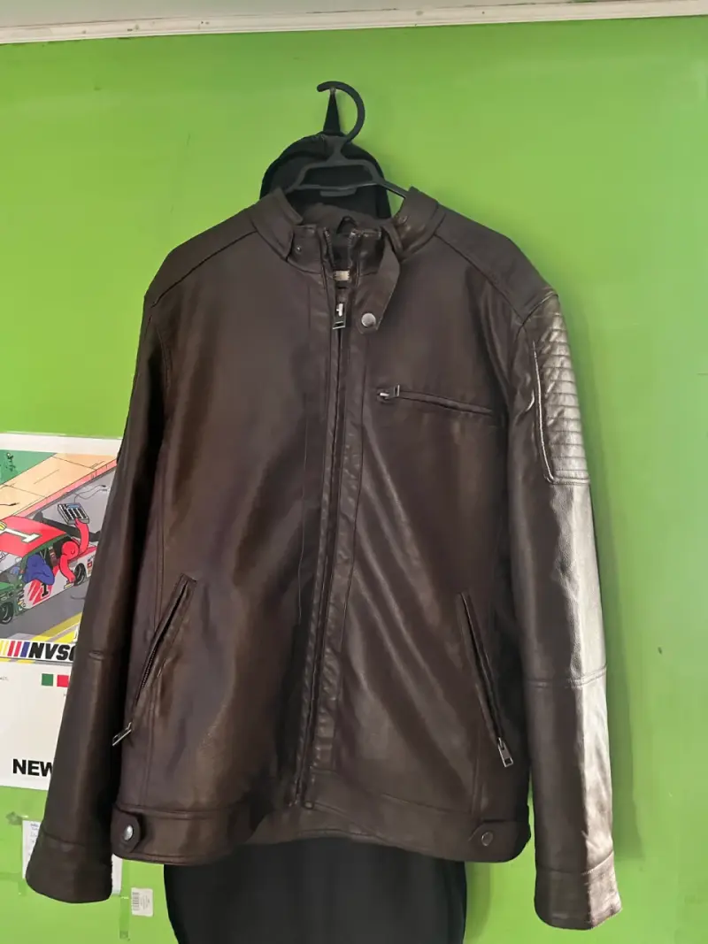 Chaqueta de cuero marrón para hombre - 1